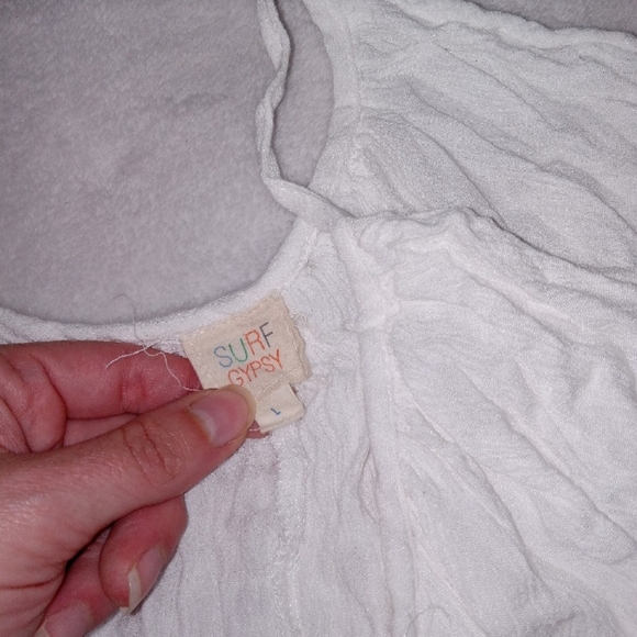 Surf Gypsy Boho Blouse Off Shoulder Blouse with Neon Tassel Accents Sz Large - Picture 4 of 10